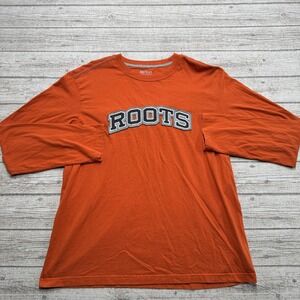 Roots Athletics 73 Shirt Men's Large Orange Long Sleeve Applique Cotton Varsity
